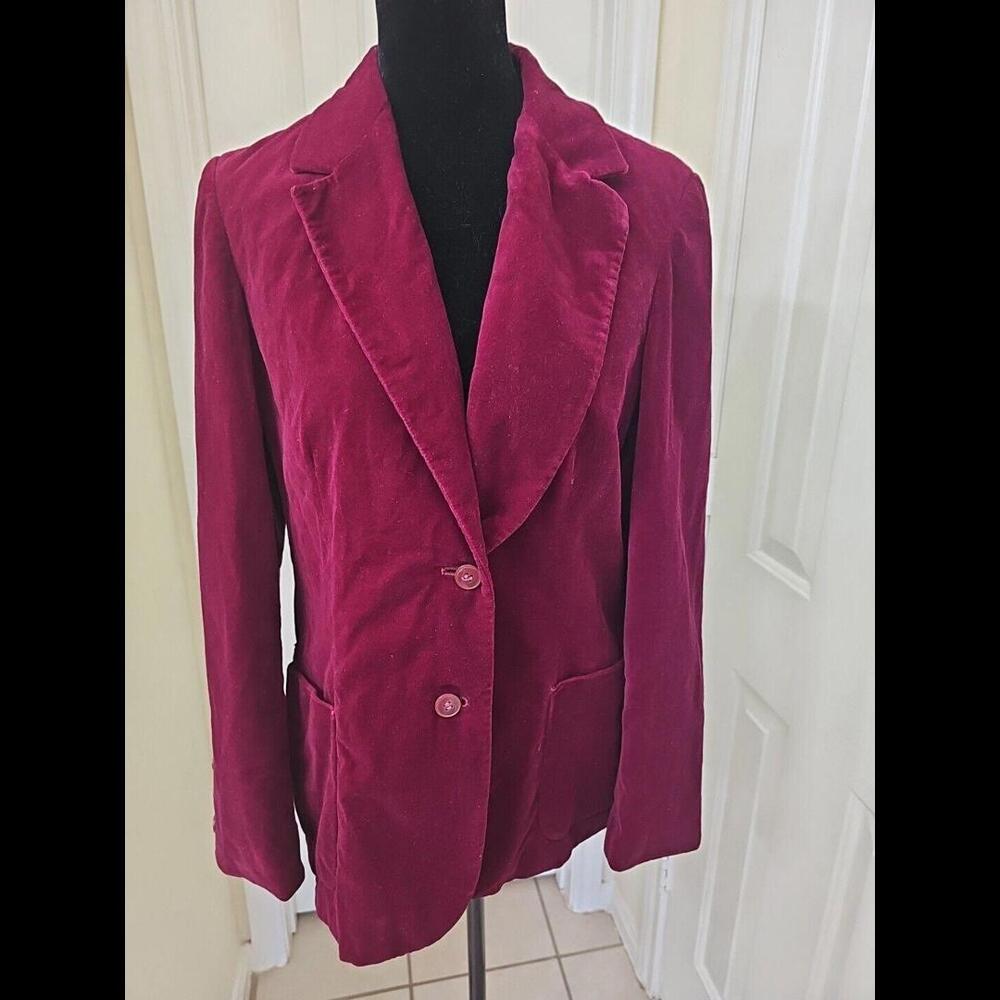 Vintage Velvet Jacket Blazer Sz 12 Gothic Witchy Prairie Burgundy Western